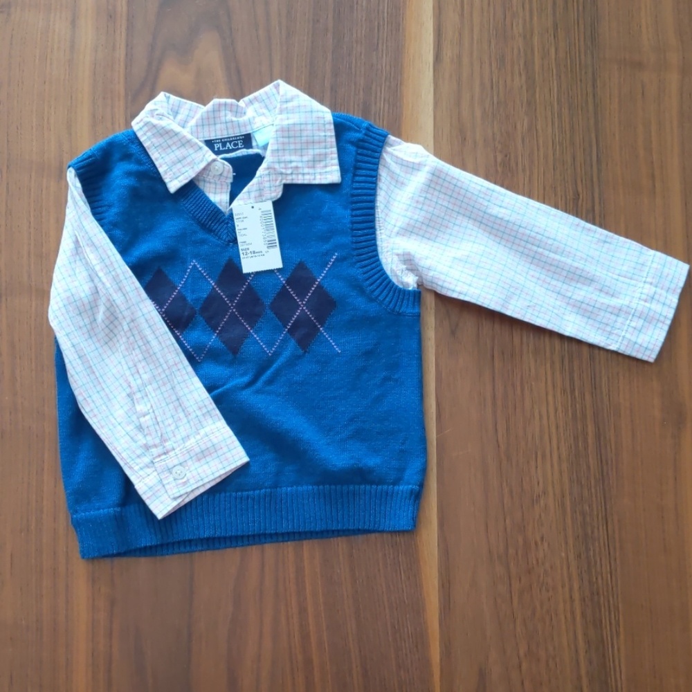Vest and botton down boys shirt